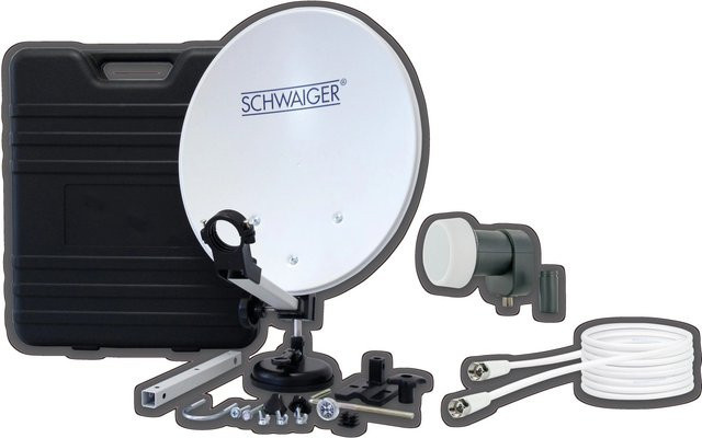 Schwaiger Camping Satellitenanlage Single-LNB im Koffer, Hellgrau - Bild 1