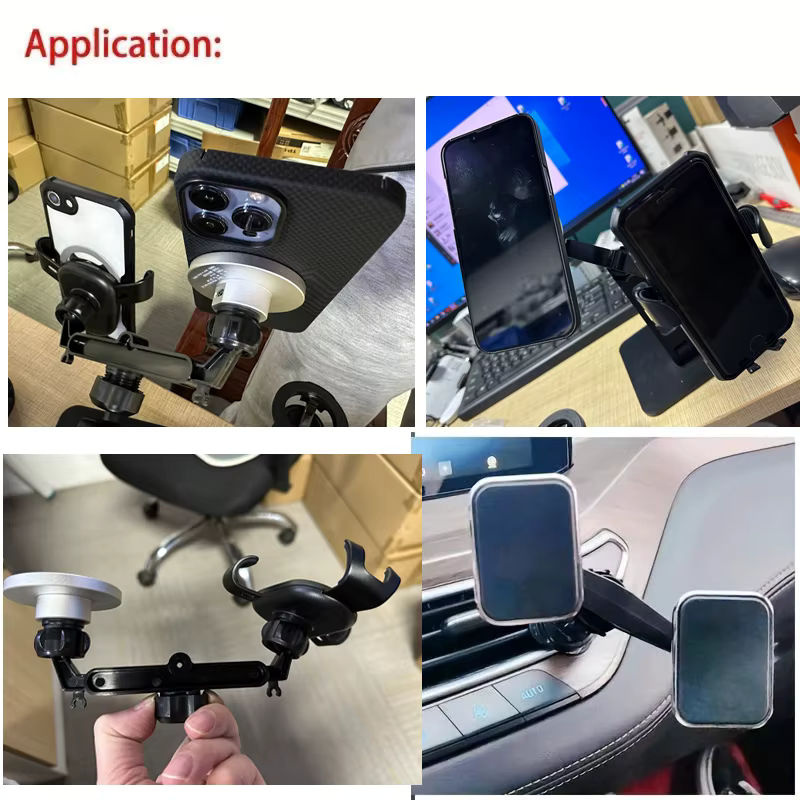 TEEQ Universeller 17-mm-Kugelkopf-Autotelefonhalter mit verlängertem Adapter zur Befestigung von 2 Mobiltelefonen in Schwarz - Bild 6