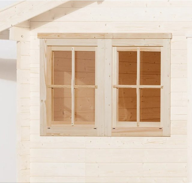 WEKA Doppelfenster für Gartenhäuser aus Holz und Glas in Beige, B/H: 138 x 79 cm - Bild 1