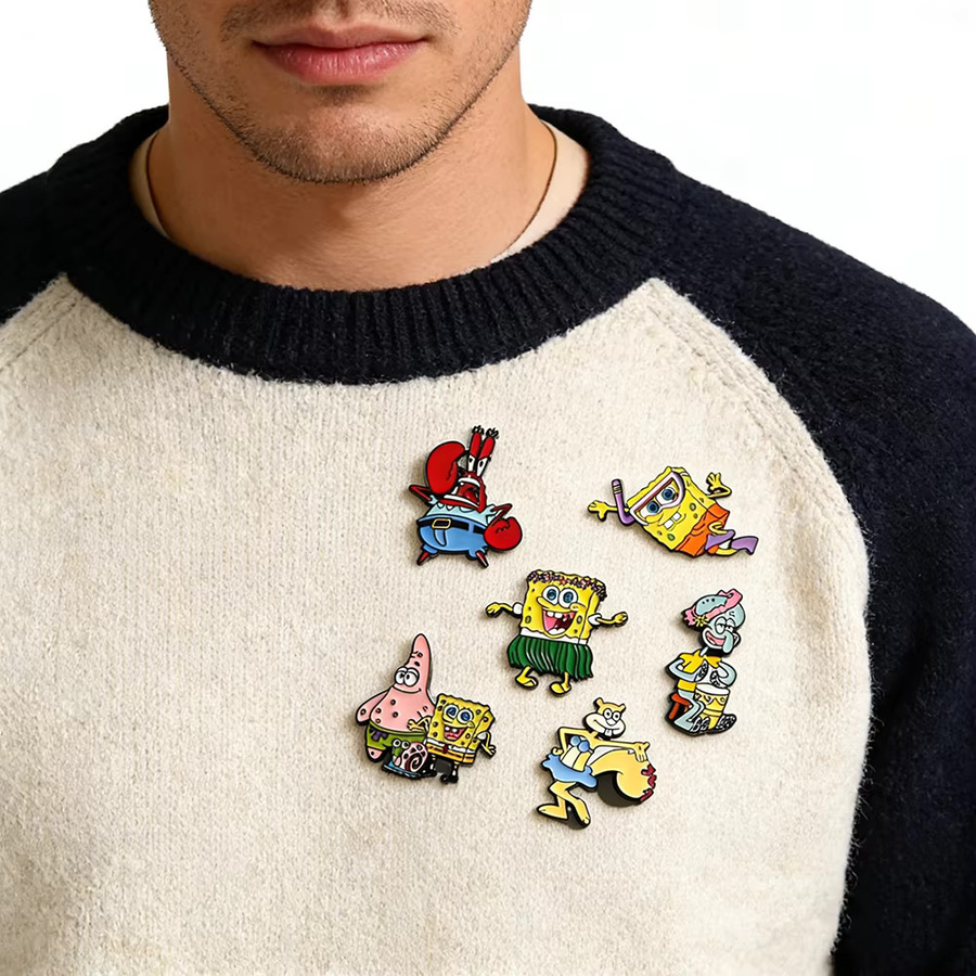 Bandai SpongeBob Emaille-Pin-Set, 6-teilig, Metall, Unisex - Bild 3