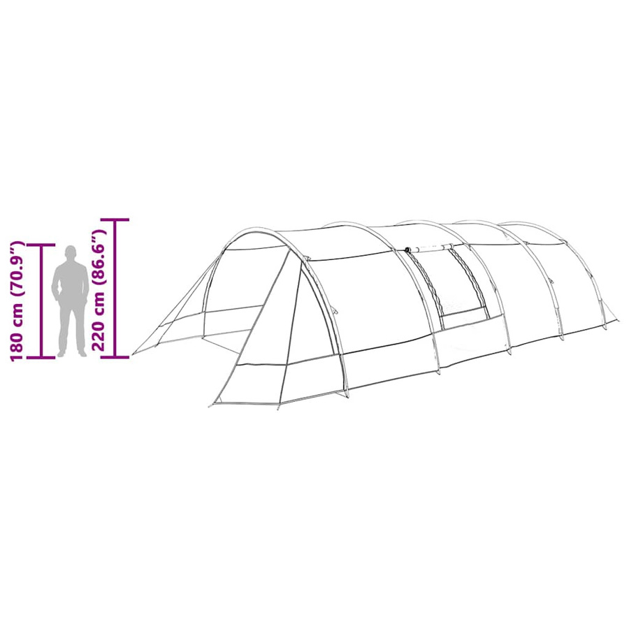 vidaXL Tunnelzelt für 6 Personen in Grün und Weiß, B/T/H: 890 x 470 x 220 cm - Bild 5