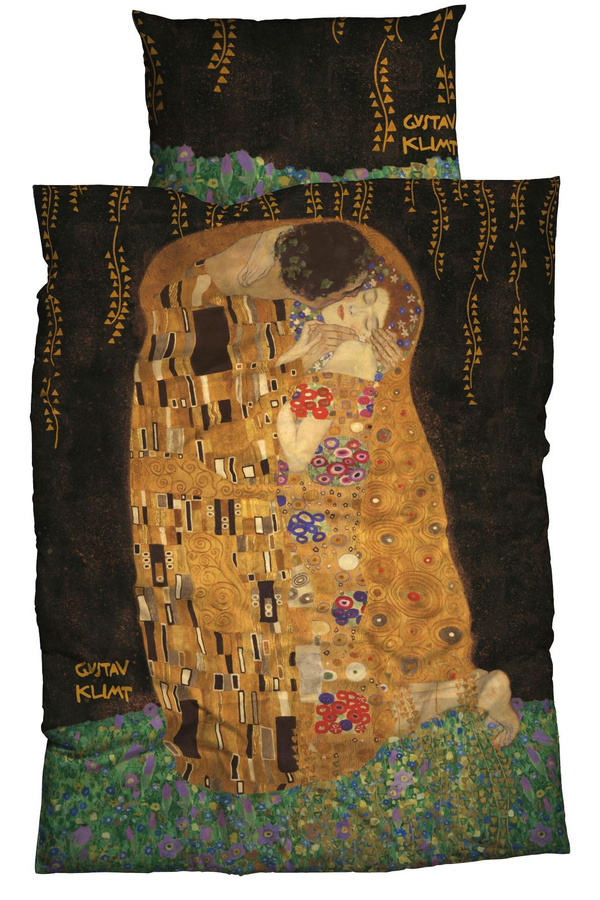 Goebel Kuss Bettwäsche aus Mako-Satin in Schwarz und Gold mit Grafik-Design, B/H: 155 x 220 cm - Bild 1