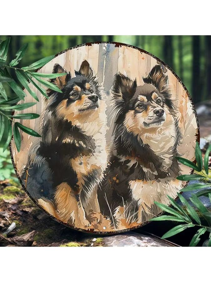 Runde Aluminium-Wandkunst Finnischer Lapphund von Potdemiel, Durchmesser: 20,3 cm - Bild 6