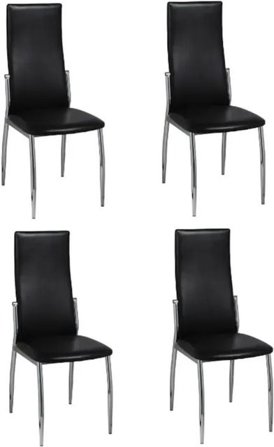 Set aus 4 vidaXL Esszimmerstühlen in Schwarz aus Kunstleder im modernen Design - Bild 1