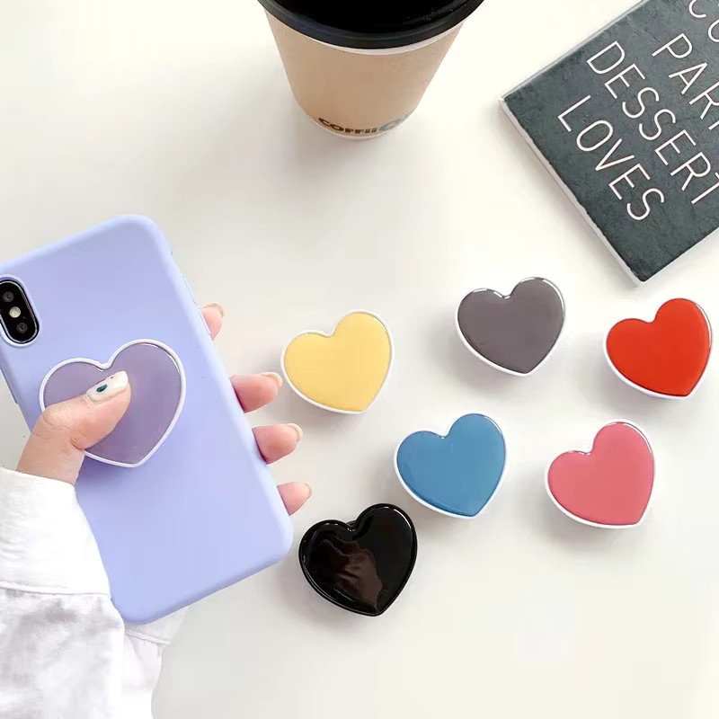 OLPAY Herzförmiger Telefonsockelhalter als Fingergriff und Standhalterung für iPhone und Samsung in Multicolour - Bild 2