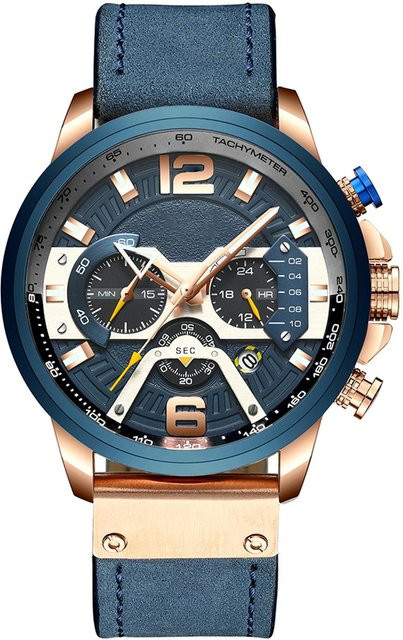 CURREN Armbanduhr Quarz, Leder, Blau, Herren - Bild 1