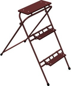 Schake Arbeitstritt aus Stahl, 3 Stufen, braun, klappbar, Breite: 60 cm, Höhe: 120 cm, Tiefe: 25 cm - Bild 1