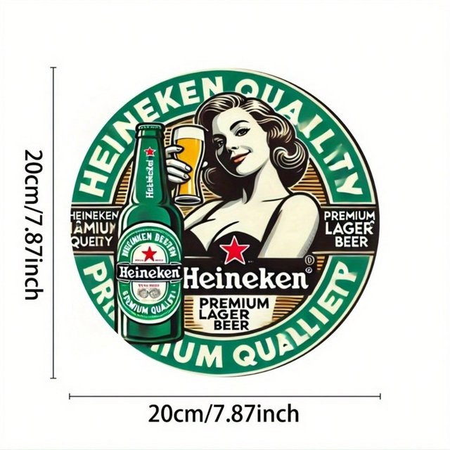 Heineken Vintage Metall Bier Schild Wandkunst im amerikanischen Stil, bunt - Bild 1