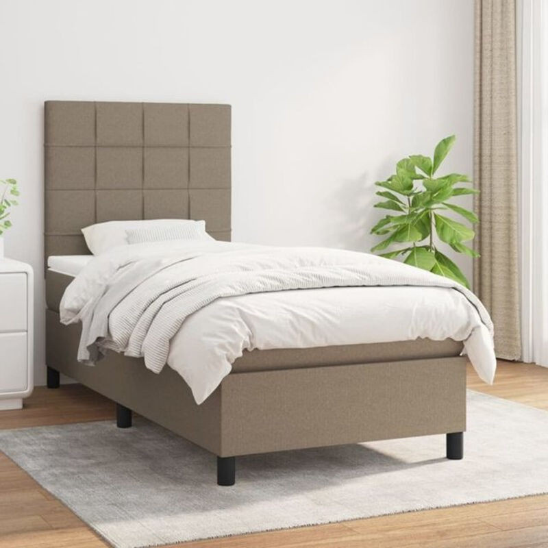 vidaxl Boxspringbett mit Matratze in Taupe meliert aus Stoff, B/B: 80 x 200 cm - Bild 1