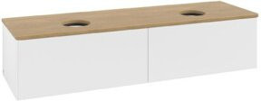 V&B Waschtischunterschrank Antao ohne Frontstruktur in Weiß mit Eichenholz-Optik, B/T/H: 160 x 50 x 50 cm - Bild 1