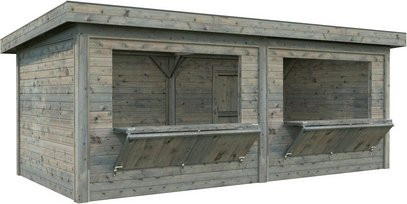 Marktstand Palmako Lenna Set 311 aus Fichtenholz in Grau mit Pultdach, B: 588 cm, H: 245 cm, T: 300 cm - Bild 1