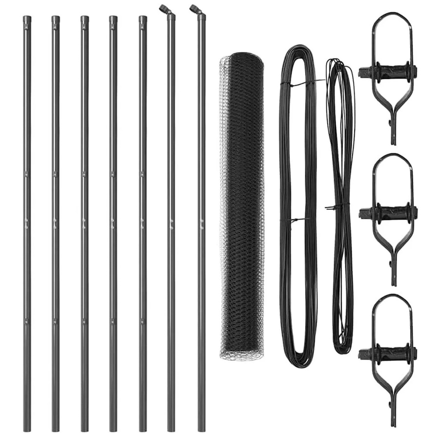 vidaXL Zaunpfosten aus Stahl und PVC in Grau, 10 Stück, Höhe: 140 cm, Maschenweite: 15 mm - Bild 2