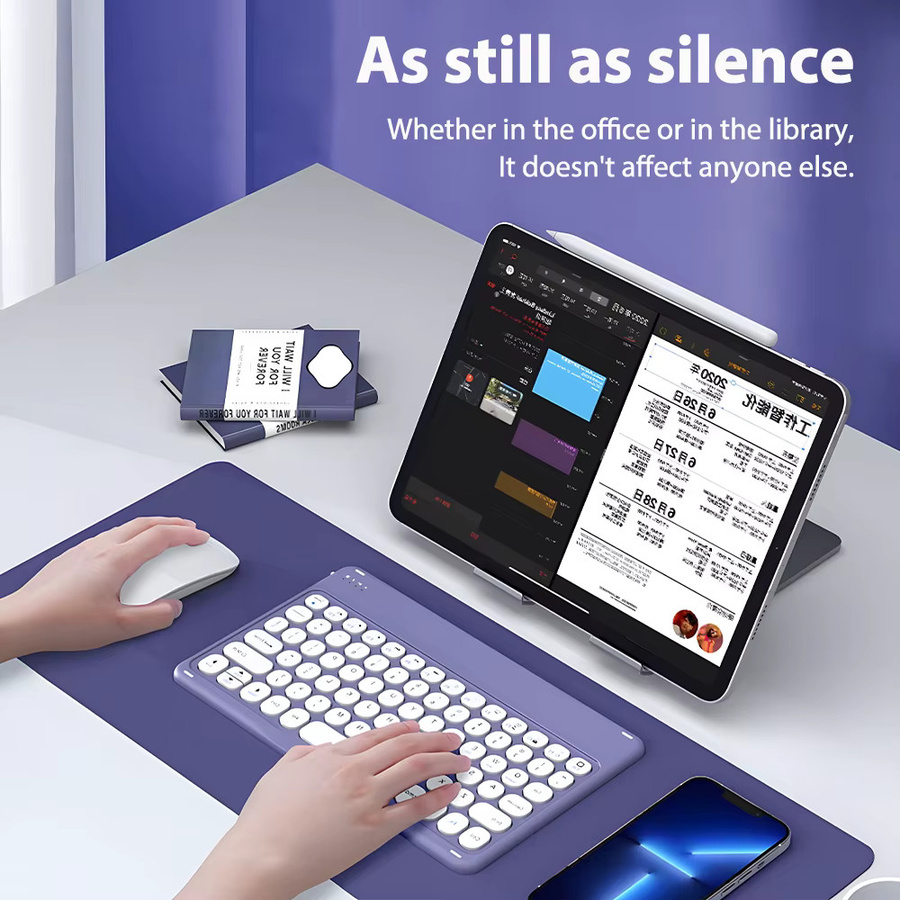 CASEPOKE kabellose Bluetooth-Tastatur mit runden Tasten und geräuschlosem Tippen für iPad, Samsung, Xiaomi, Google und Huawei - Bild 3