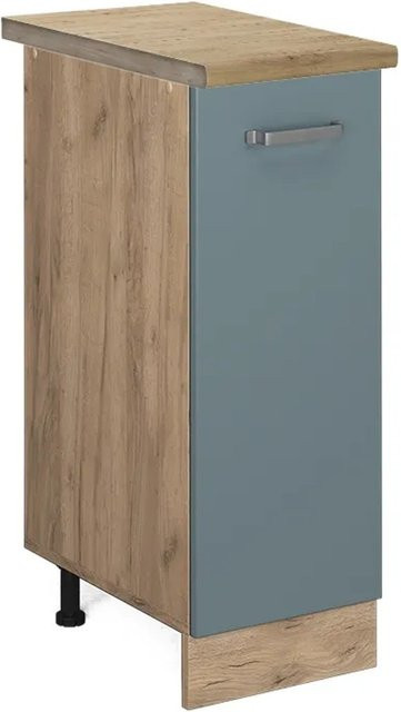 Vicco Apothekerschrank R-Line Blau-Grau/Goldkraft Eiche, moderner Küchenschrank mit Scharniertüren, B/T/H: 60,0 x 30,0 x 81,6 cm - Bild 1