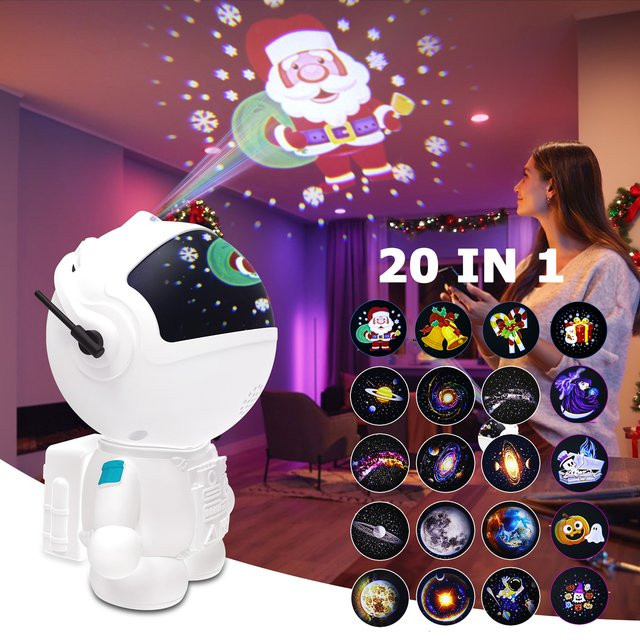 Leclstar Weihnachts-Astronauten-Projektor mit 20-in-1 LED-Nachtlicht für Galaxie- und Nebel-Effekte als dekoratives Kindergeschenk - Bild 1
