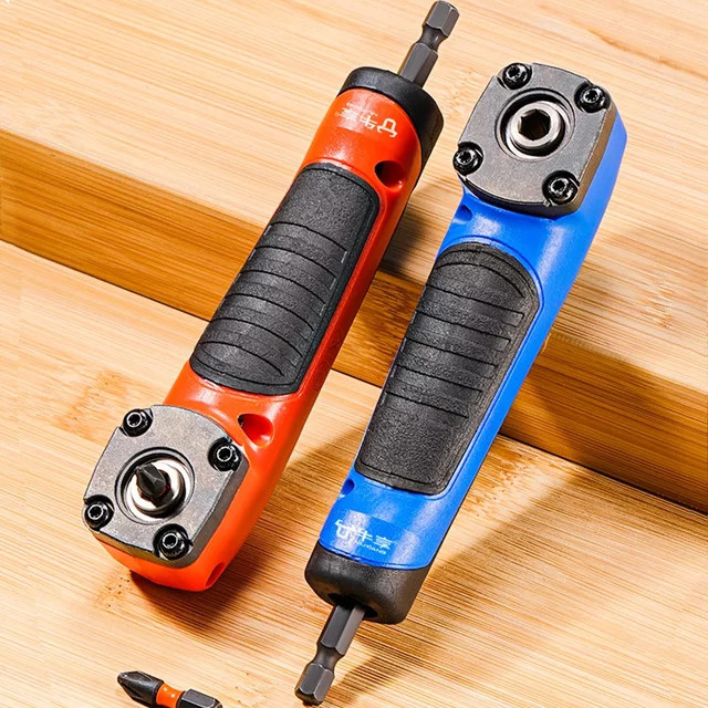Multifunktionaler 90 Grad Rechtwinklig Schraubendreher mit hohem Drehmoment für manuelle und elektrische Anwendungen, Blau Orange - Bild 1