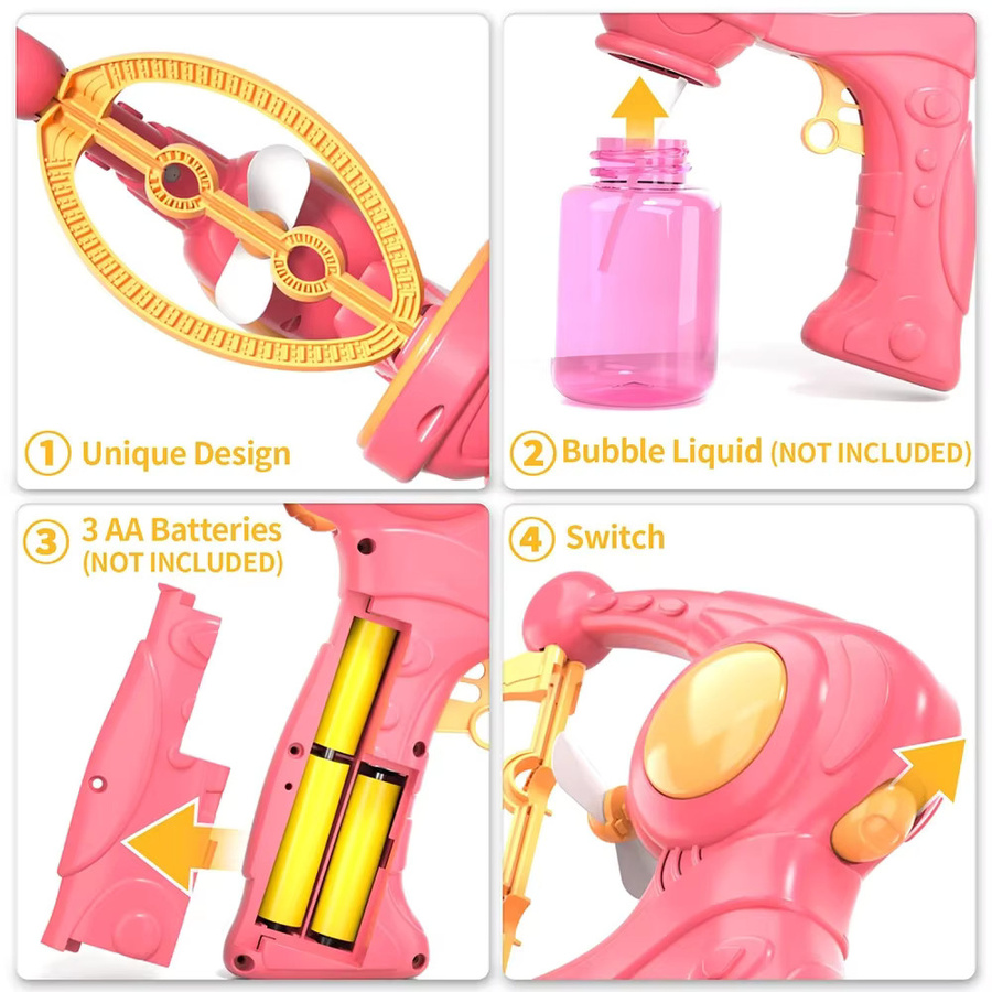 CONUSEA Seifenblasenmaschine, elektrische Seifenblasenpistole, Rosa / Pink - Bild 2