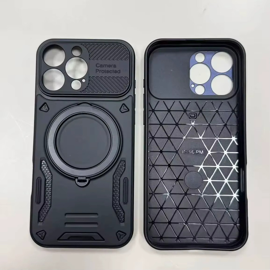 Rüstung stoßfeste Handyhülle mit rotierendem magnetischem Ring für Apple iPhone kompatibel mit MagSafe in Rot und Schwarz - Bild 2