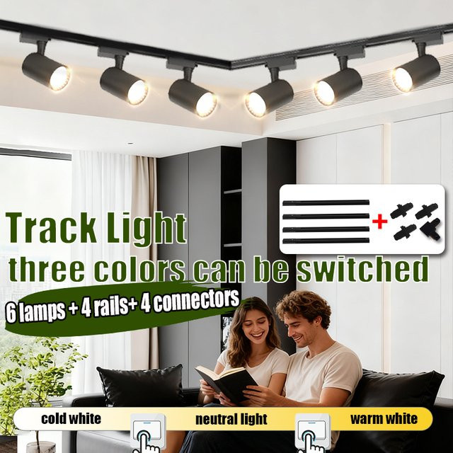LANGYUE LED-Schienenlicht-Set in Schwarz mit austauschbaren Leuchtmitteln und 3 Farbtemperaturen für professionelle Schienenbeleuchtung - Bild 1