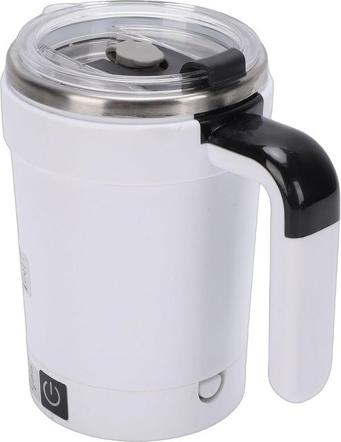 Selbstumrührende Tasse von CosyHome aus Edelstahl in Weiß mit Magnetfunktion, USB wiederaufladbar und inklusive Strohhalm, 380 ml - Bild 1