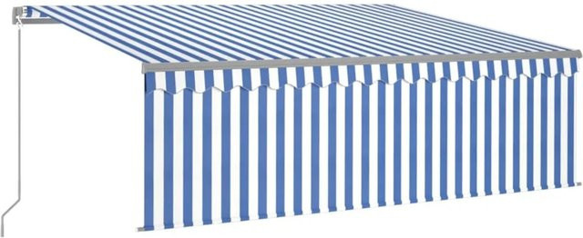 Furnicato Markise manuell einziehbar mit Rollo in Blau und Weiß, B x H: 4 x 3 m - Bild 1