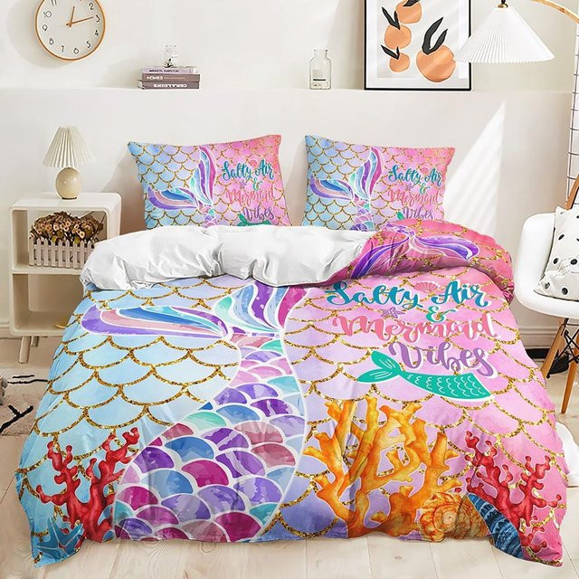 Lodestar Meerjungfrau Bettwäscheset mit Regenbogen-Motiv, Mehrfarbig, Polyester, B/H: 200 x 200 cm - Bild 1