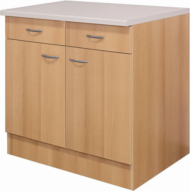 Flex-Well Classic Küchen-Unterschrank Nano Buche Nachbildung Braun B: 100 cm, H: 85 cm, T: 60 cm - Bild 1