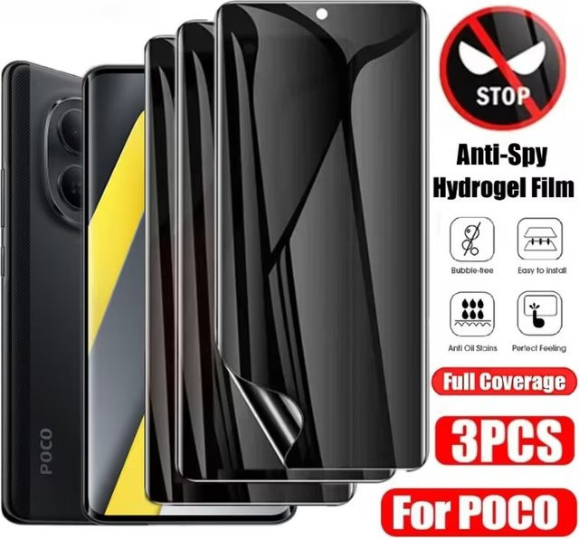 3er-Pack Xiaomi Datenschutz-Hydrogel-Displayschutzfolie für Poco X7 X6 X8 Pro X4 X3 X5 F7 F6 F5 F8 Pro F3 M2 - Bild 1
