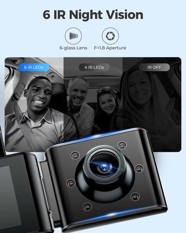 AZDOME M550 Pro Dashcam in Schwarz mit 4K+1080P Auflösung, integriertem GPS, 5G WiFi und 3,19 Zoll IPS-Bildschirm inklusive IR-Nachtsicht und 24H Parkmodus - Bild 3