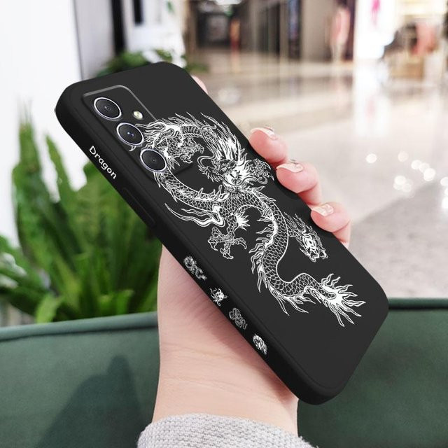 Samsung Handyhülle mit Drachengestönen in Schwarz für verschiedene Samsung Galaxy Modelle (A55, A54, A35, A34, A25, A15 uvm.) - Bild 1