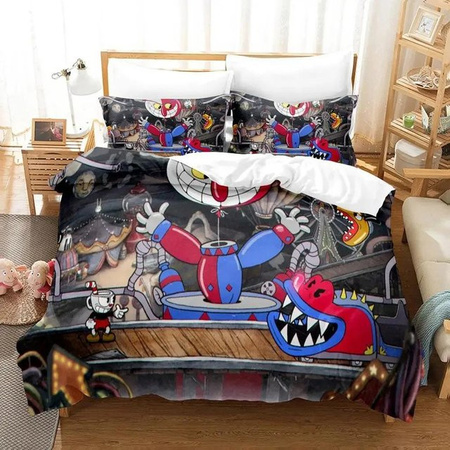 Jinmeige Cuphead Bettwäsche-Set mit Motiv, bestehend aus Bettbezug und Kissenbezug, Mehrfarbig, B/H: 135 x 200 cm