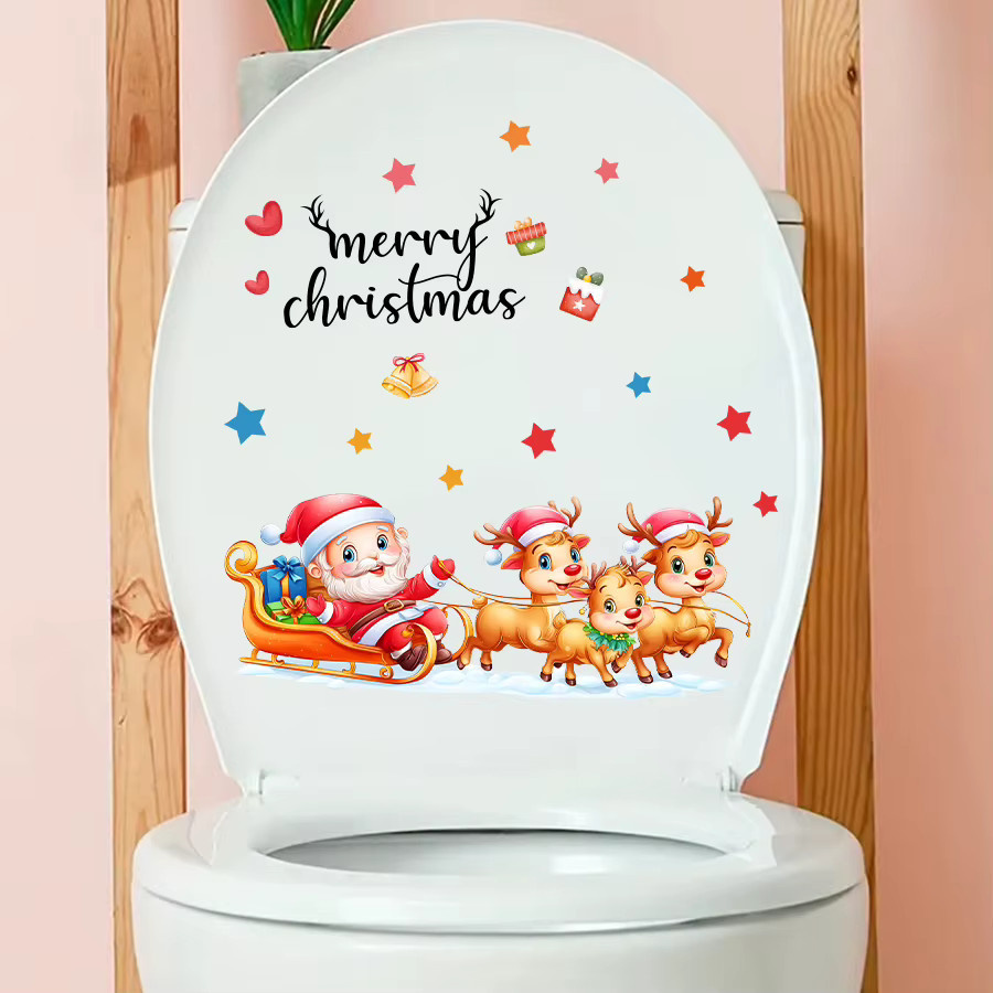 BRUP Weihnachtsmann Toilettenaufkleber mit Schlitten, Rentier und Sternen in Multicolor aus Kunststoff für deine Weihnachtsdekoration - Bild 2