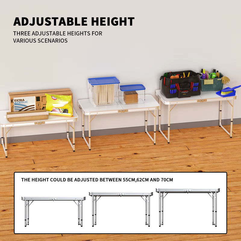 EFAN Aluminium-Campingtisch in Weiß, tragbarer Klapptisch für Picknick, Laptop oder Heimbüro, B/T/H: 120 x 60 x 70 cm - Bild 2