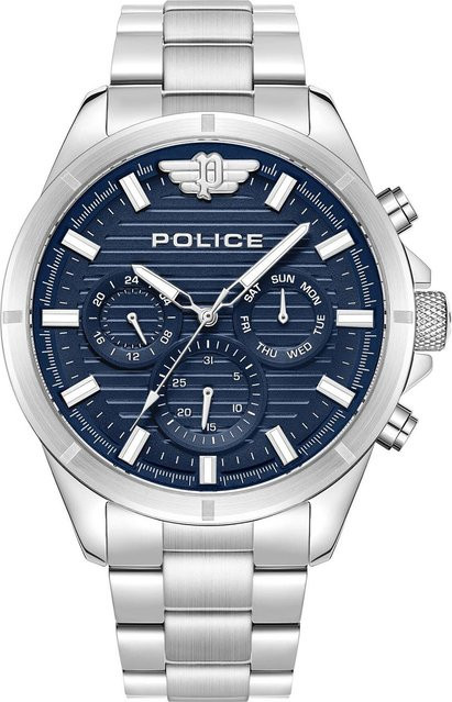Police Herrenuhr Malawi, Quarz, Edelstahl, Blau, 44 mm, 5 ATM - Bild 1