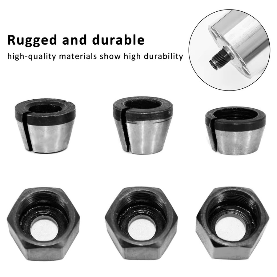 Toorise Spannzangen Set mit Mutter für elektrische Fräsmaschinen, Durchmesser: 6 mm, 6,35 mm oder 8 mm - Bild 4