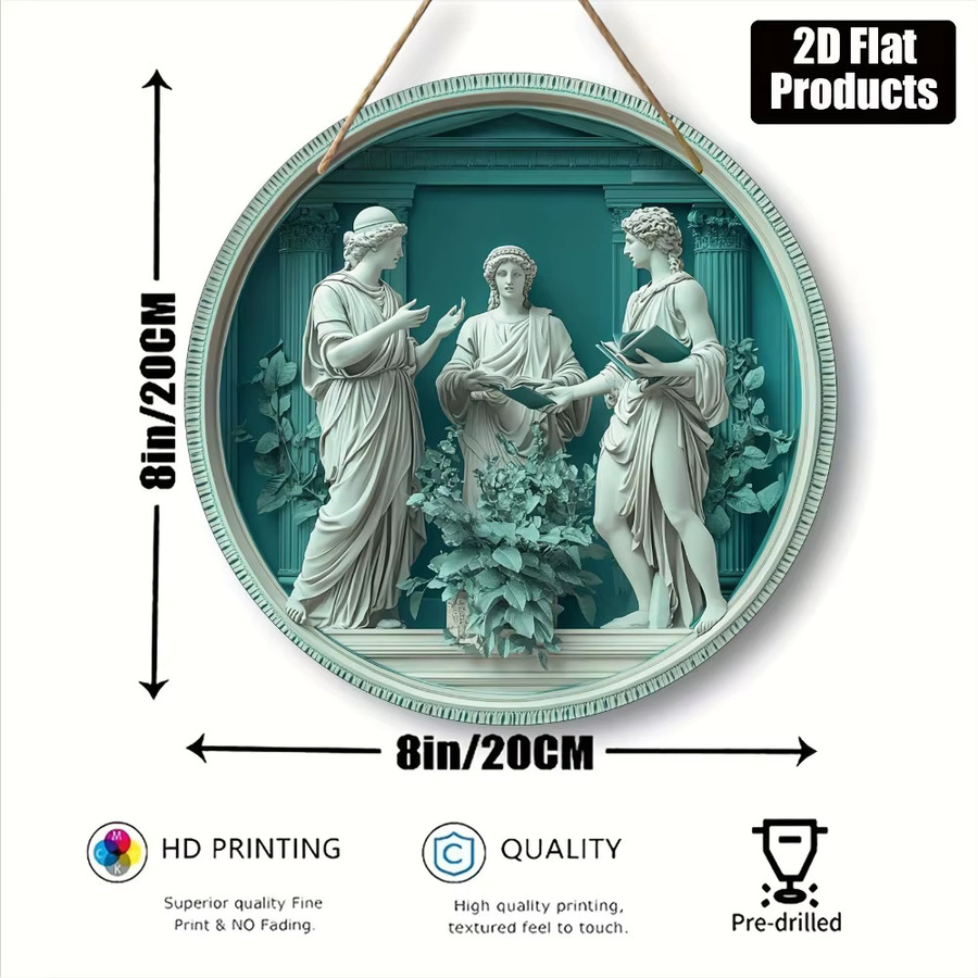 Rundes Metallschild HELLOYOUNG mit Griechischem Gelehrten-Motiv als Wanddekoration, Durchmesser: 20,32 cm - Bild 2