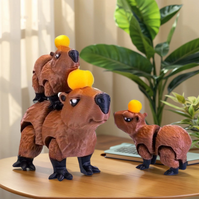 Bewegliche Capybara-Actionfigur von SHINEHENG, 3D-gedrucktes Tierornament zur Dekoration - Bild 1