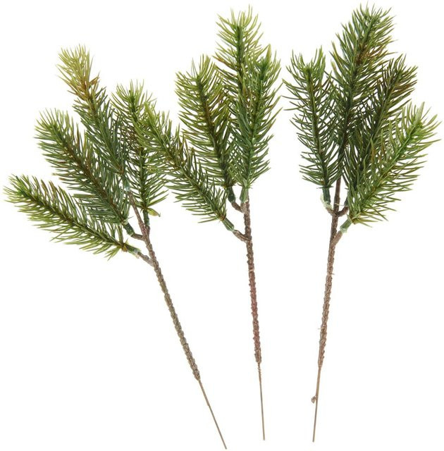 3er Set künstliche Edeltannen Pick in Grün für winterliche Weihnachtsdekoration - Bild 1