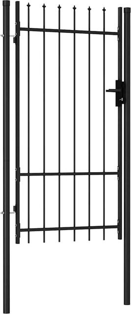 vidaXL Zauntor Einzelflügel aus Stahl mit Speerspitzen, Schwarz, B: 1 m, H: 1,75 m - Bild 1