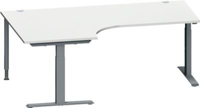 Schäfer Shop Genius Winkelschreibtisch MODENA FLEX, 90 Grad Winkel links, T-Fuß Rechteckrohr, Farbe: lichtgrau/anthrazit, B: 200 cm, T: 120/80 cm, H: 65-85 cm - Bild 1