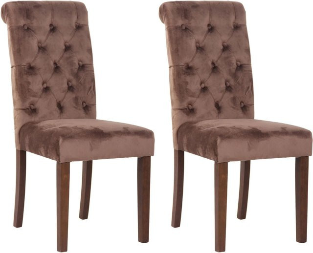 2er Set Esszimmerstühle DELUKE WALES aus Samt in Braun mit Holzgestell, H x B x T: 98 x 45 x 63 cm - Bild 1