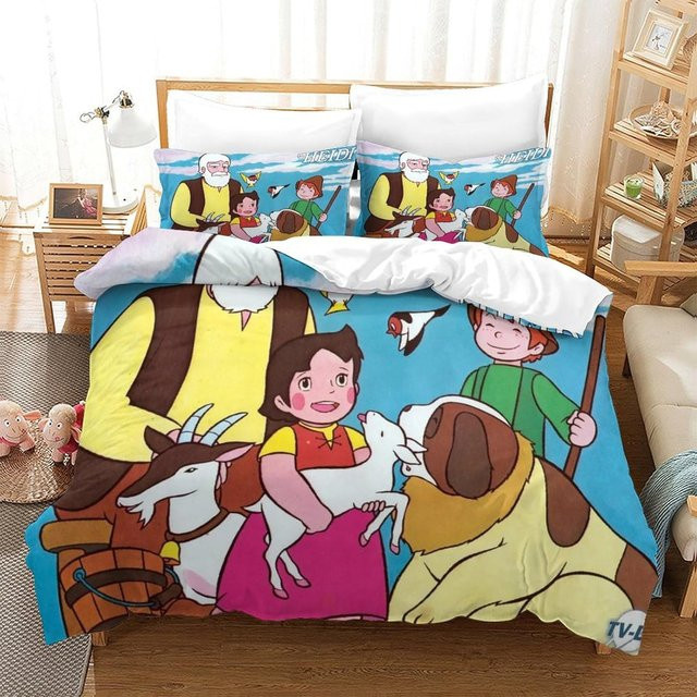 Heidi Mädchen Bettwäsche-Set aus Mikrofaser mit 3D-Druck, bestehend aus Bettbezug und Kissenbezug, Mehrfarbig, B/H: 228 x 228 cm, Kissenbezug: 75 x 50 cm - Bild 1