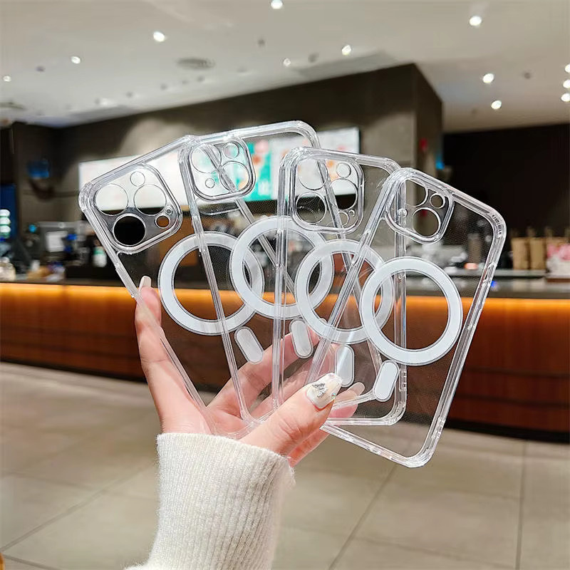 Stoßfeste MagSafe kompatible transparente Acryl Schutzhülle für Apple iPhone 11 bis 16 Pro Max Plus Mini magnetische Case - Bild 4
