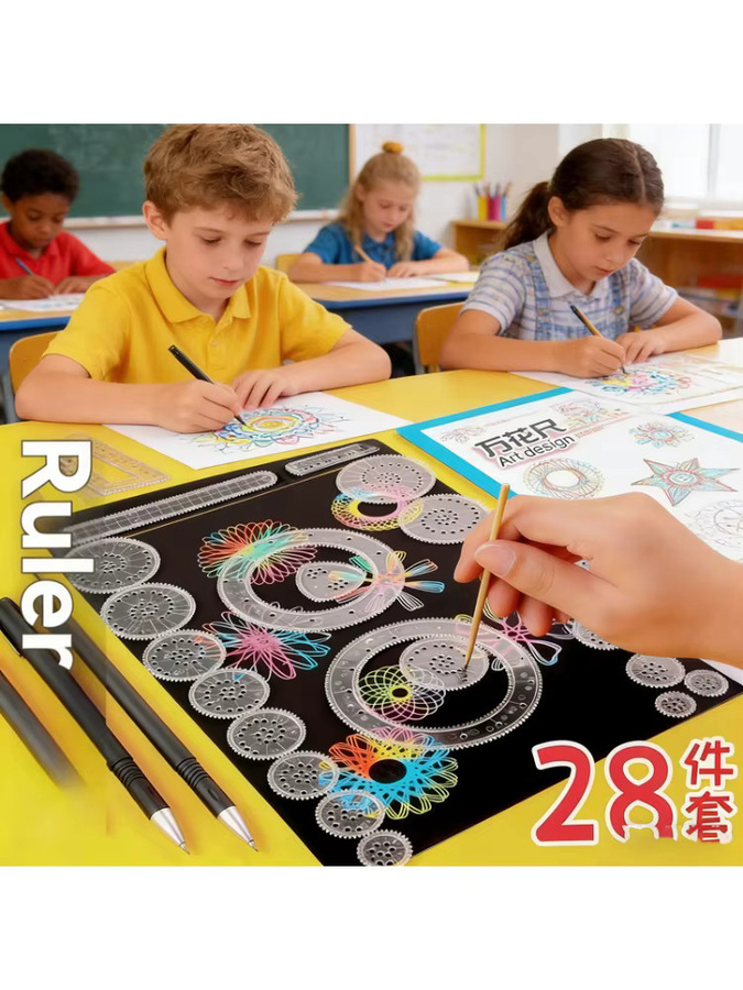 Spirograph Zeichenset, 28-teiliges Set, Original Blechdose Design - Bild 7