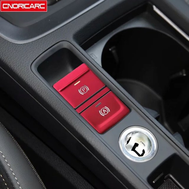 CNORICARC Elektronische Handbremse Abdeckung mit Pailletten Dekoration für Audi Q3 2019 2020 aus Aluminiumlegierung in Rot - Bild 1