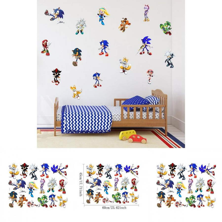 SolaceStone Selbstklebender Wandaufkleber mit Sonic Muster in Multicolour für Kinderzimmer, Wohnzimmer, Schlafzimmer und Flur - Bild 3