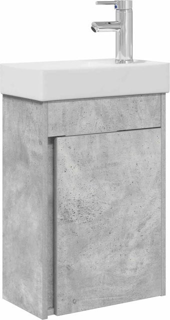 vidaXL Badezimmer Waschtischunterschrank mit Waschbecken in Betongrau und Weiß - Bild 1