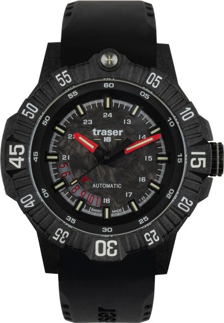 Traser Herrenuhr Automatik, Edelstahl, 46 mm, Schwarz, 20 ATM - Bild 1