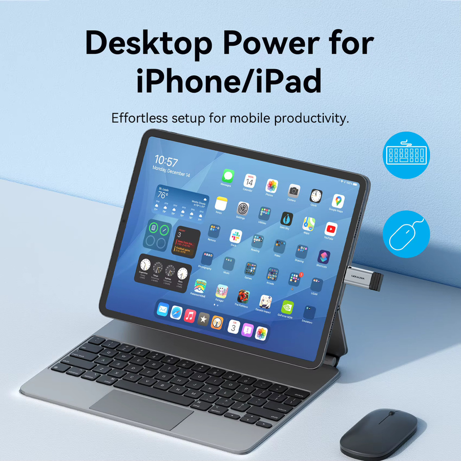 Vention Lightning OTG-Adapter von Lightning auf USB-A in Silber für iPhone und iPad - Bild 3
