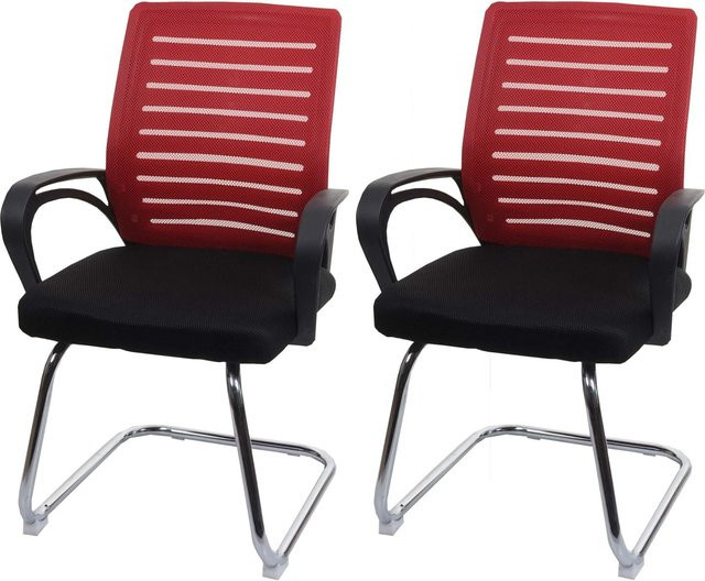 Proregal 2er-Set Konferenzstuhl Freischwinger in Rot mit Textilbezug, H x B x T: 94 x 60 x 49 cm, Sitzhöhe: 46 cm - Bild 1